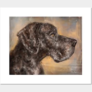 Painting of a Brown Brindle Great Dane Posters and Art